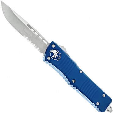 Combat Troodon S/E Blue Stonewash Partial Serrated - Microtech