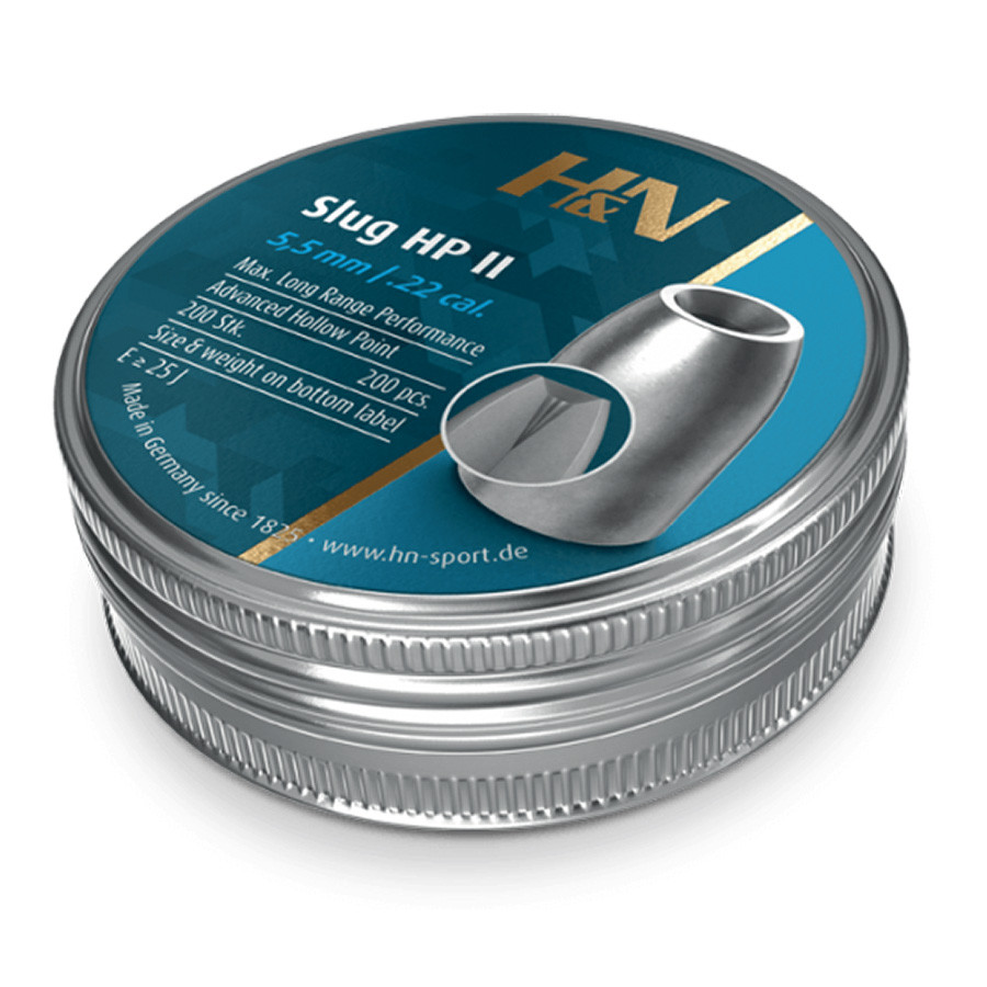 Plombs H&N Slug HP II 30 gr cal 5,5 mm - Boite de 200