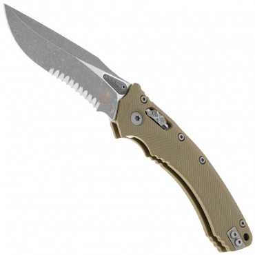 Amphibian RAM-LOK S/E G10 OD Green Fluted Apocalyptic Partial Serrated - Microtech