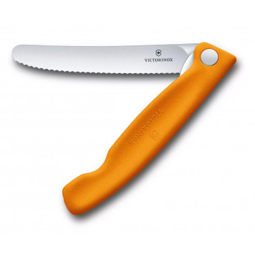 Couteau D'office Pliant Orange Denté Swiss Classic - Victorinox