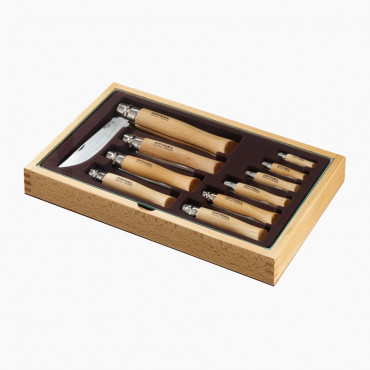 Vitrine 10 Couteaux Opinel Inox