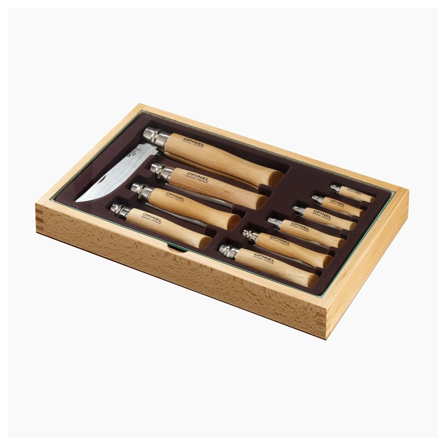 Vitrine 10 Couteaux Opinel Inox