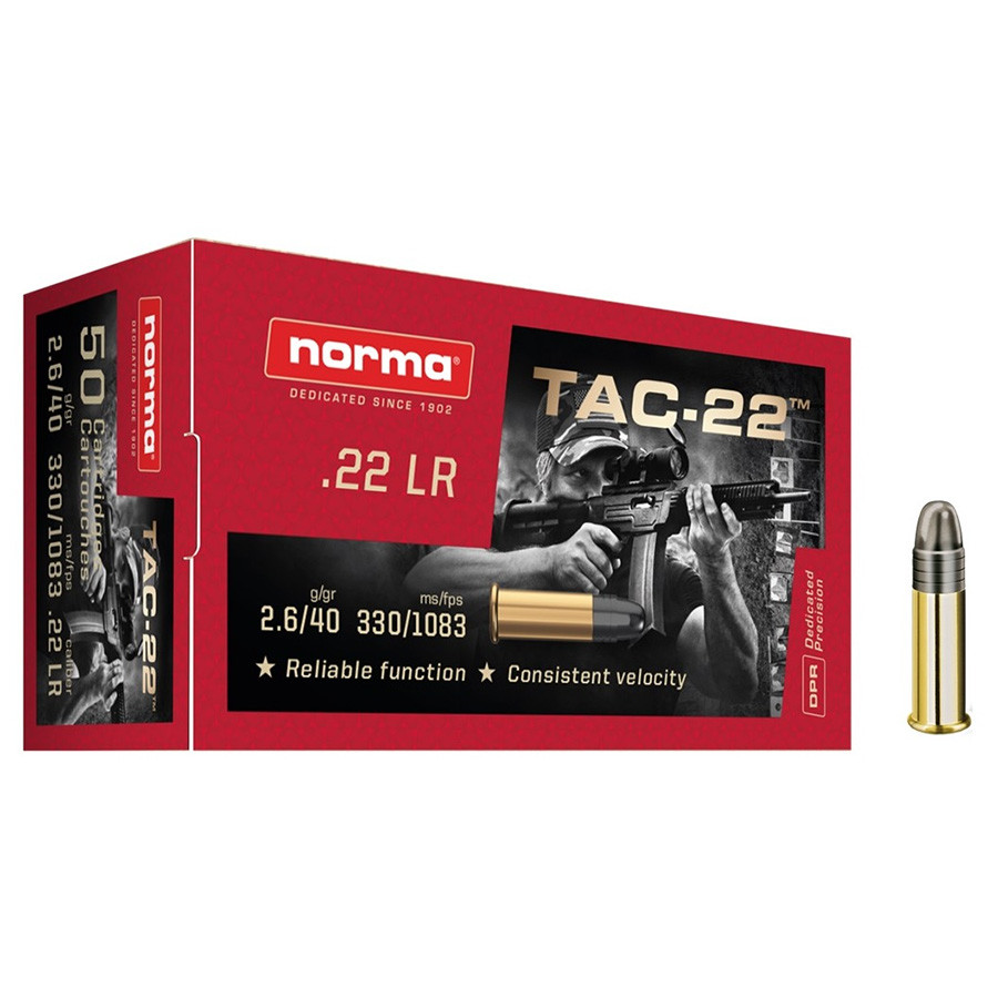 Munitions Norma TAC-22 cal 22 lr 40 gr x 50