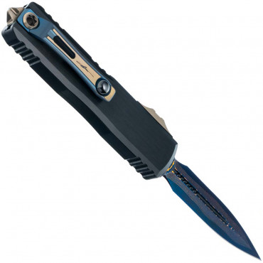 UTX 85 D/E Gen III Marfione Select Blued Baker Forge Coppermai Damas "Blue Accent" - Microtech Knives