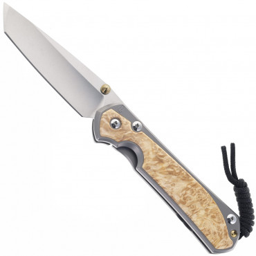 Large Sebenza 31 Tanto Box Elder Inlay Glass Blasted - Chris Reeve