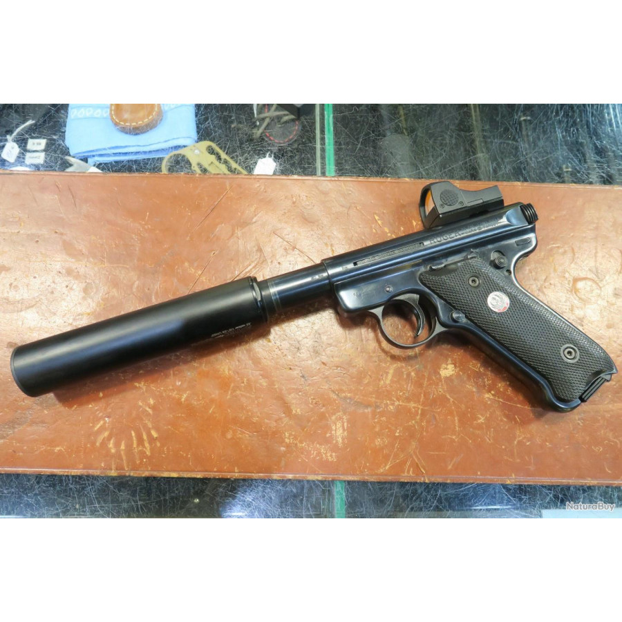 Pistolet Ruger Mark III Target 22LR Combo Fileté avec Silencieux A-TEC Wave + Point Rouge OCCASION n°2