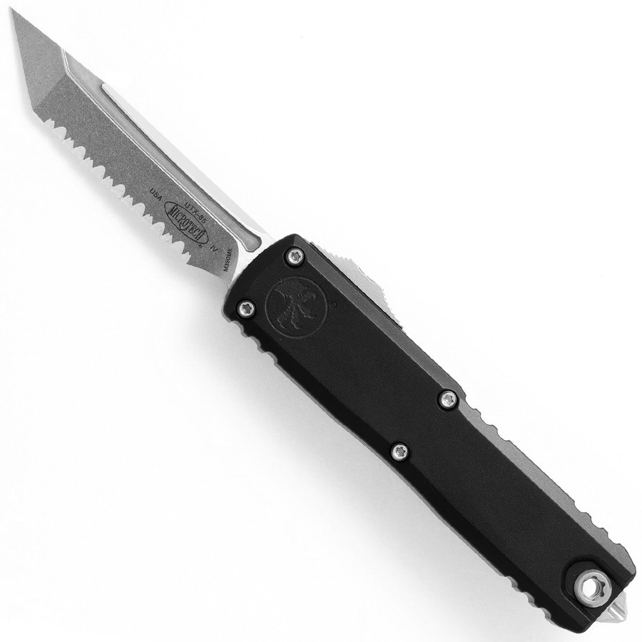 UTX 85 Gen IV T/E Stonewash Full Serrated Black - Microtech Knives