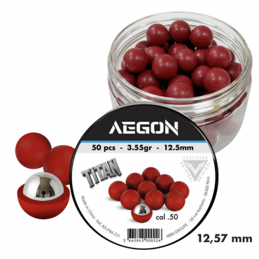 50 balles Titan cal.50 coeur bille acier pour T4E cal.50 12.57mm - Aegon