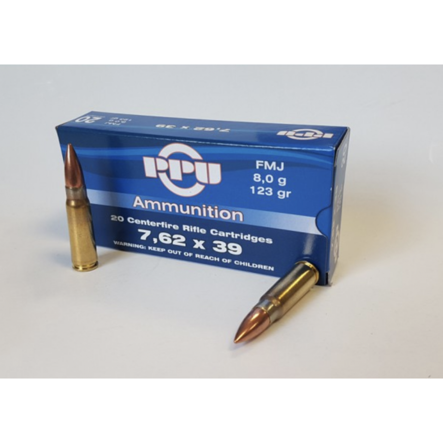 7,62x39mm 123-Grs FMJ par 20 - Partizan