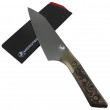 SANTOKU 6" DLC SANMAI DAMASCUS M390 BRONZE TITANIUM BOLSTER LICE-WIRE CARBON FIBER MICROTECH