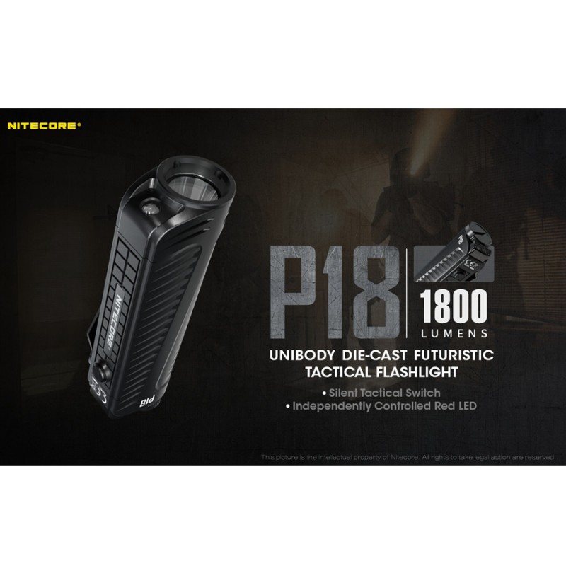Nitecore P18 Unibody Die-cast Futuristic Tactical Flashlight 1800 Lumen