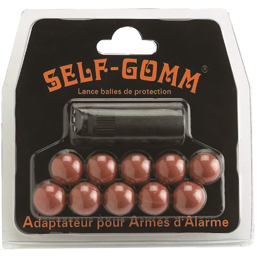 Adaptateur Balle Caoutchouc Pour Pistolets à Blanc Embout Self-Gomm arme d'alarme M10x150 + 10 Balles Caoutchouc - SAPL