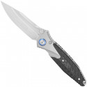 Socom Bravo S/E Bead Blast - Blue Pivot Collar -Titanium Handle Carbon Fiber Scales - Microtech