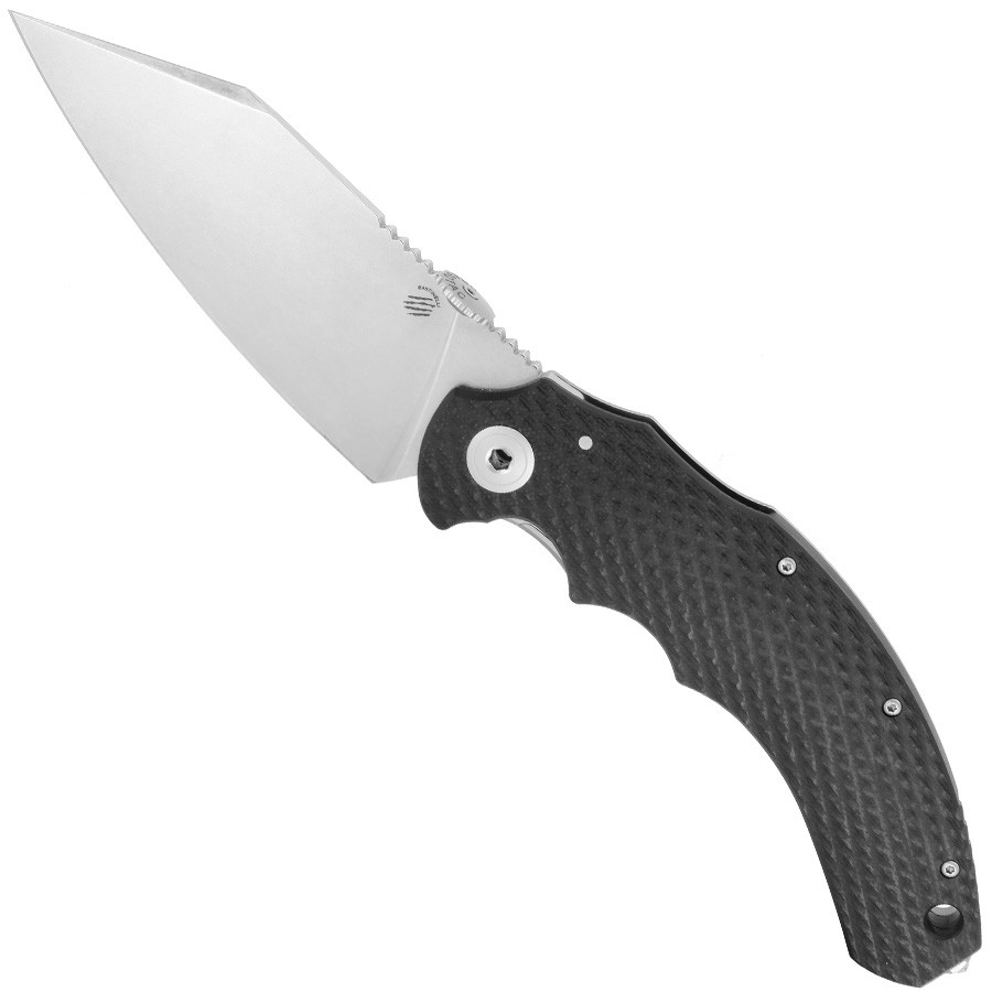 Bastinelli Knives Big Dragotac Black G10 Folding Knife 4.5 M390 Stonewash