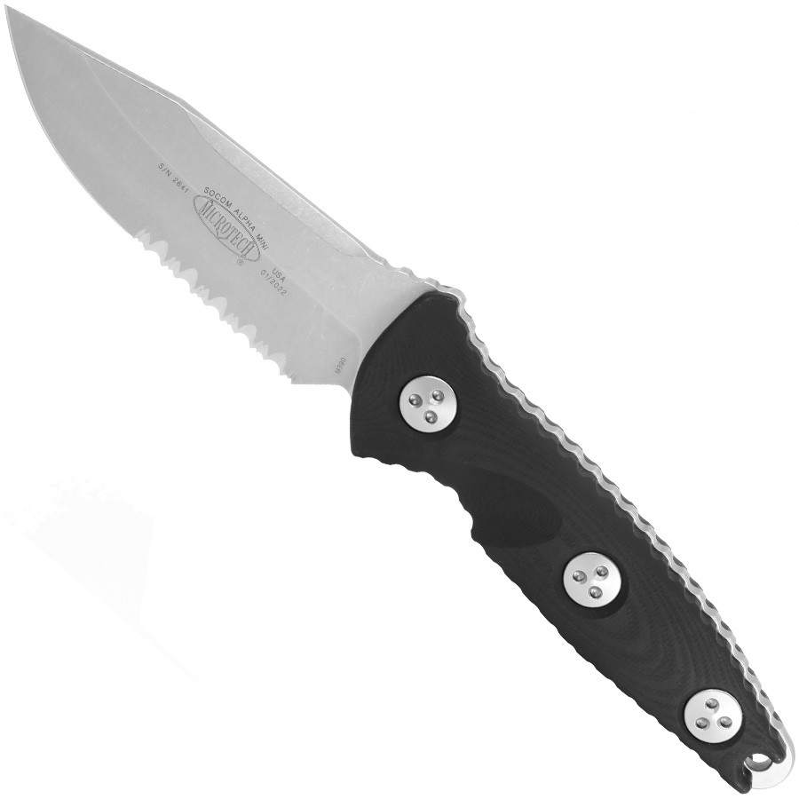 Socom Alpha Mini S/E Stonewash Partial Serrated - Microtech